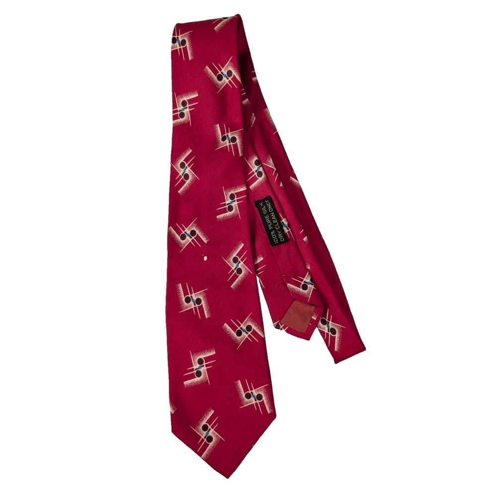 Giorgio Armani Necktie Mens Red‎ 100% Silk Geometric Luxury Tie Designer Italy